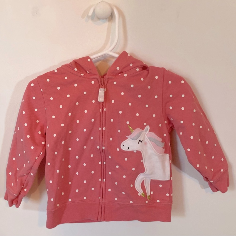 Girl’s Carter’s Hooded Zipup Polka Dot Unicorn